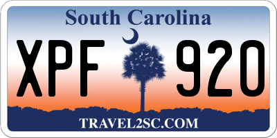 SC license plate XPF920