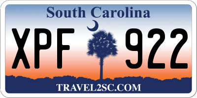 SC license plate XPF922
