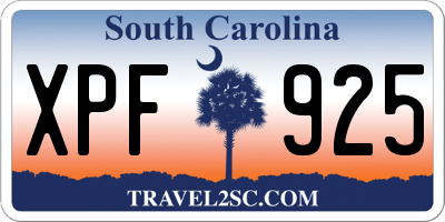 SC license plate XPF925