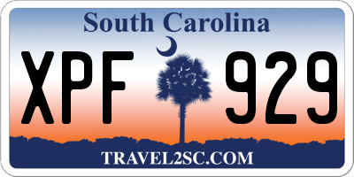 SC license plate XPF929