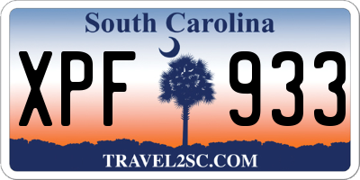 SC license plate XPF933