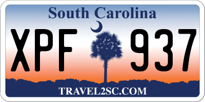 SC license plate XPF937
