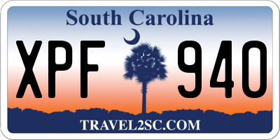 SC license plate XPF940