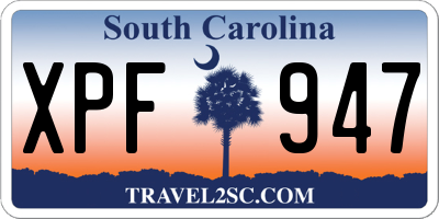 SC license plate XPF947