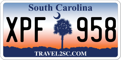SC license plate XPF958