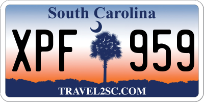 SC license plate XPF959