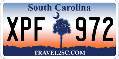 SC license plate XPF972