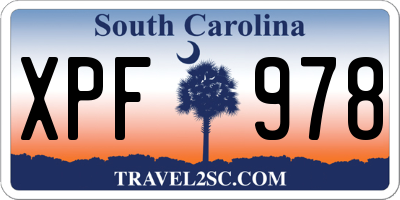SC license plate XPF978