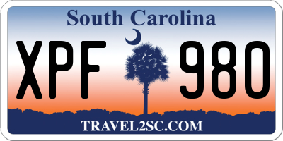SC license plate XPF980