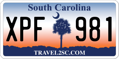 SC license plate XPF981