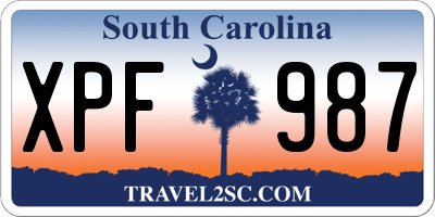 SC license plate XPF987