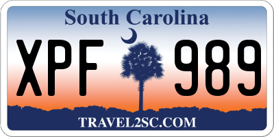 SC license plate XPF989