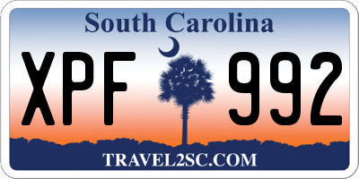 SC license plate XPF992