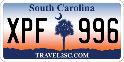 SC license plate XPF996