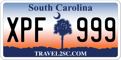 SC license plate XPF999