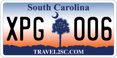 SC license plate XPG006