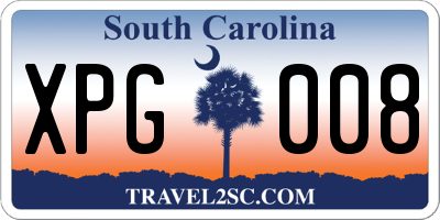 SC license plate XPG008
