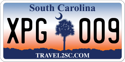 SC license plate XPG009