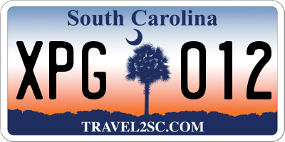 SC license plate XPG012