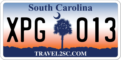 SC license plate XPG013