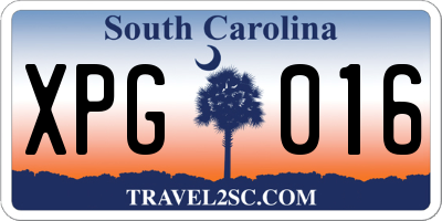 SC license plate XPG016