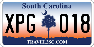 SC license plate XPG018
