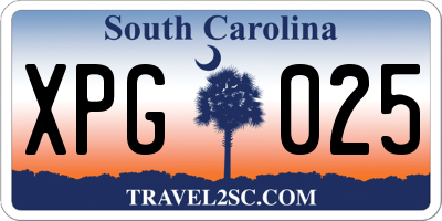 SC license plate XPG025