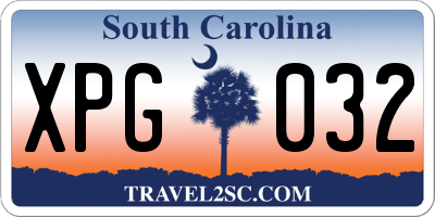 SC license plate XPG032