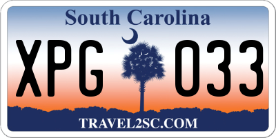 SC license plate XPG033