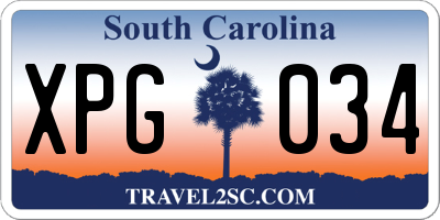 SC license plate XPG034
