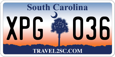 SC license plate XPG036