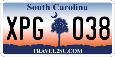 SC license plate XPG038