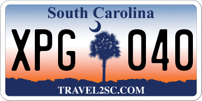 SC license plate XPG040