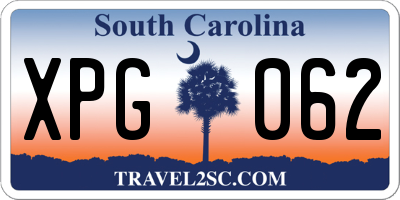 SC license plate XPG062