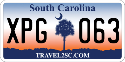 SC license plate XPG063