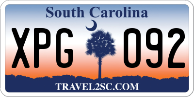 SC license plate XPG092