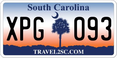 SC license plate XPG093