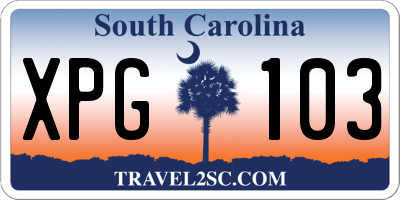 SC license plate XPG103