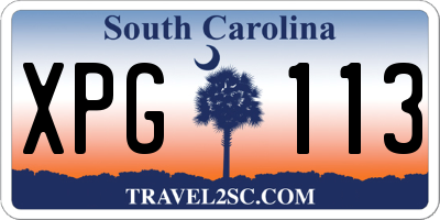 SC license plate XPG113