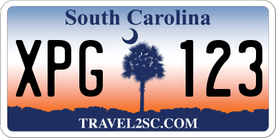 SC license plate XPG123