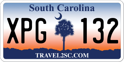 SC license plate XPG132