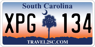 SC license plate XPG134