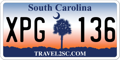 SC license plate XPG136