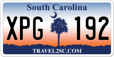 SC license plate XPG192