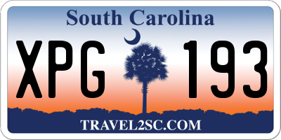 SC license plate XPG193