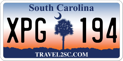 SC license plate XPG194