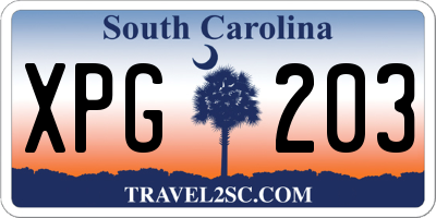SC license plate XPG203