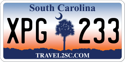 SC license plate XPG233