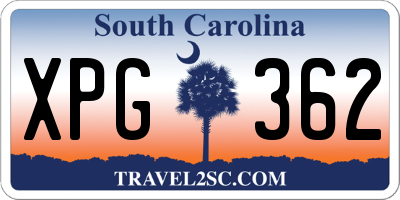 SC license plate XPG362