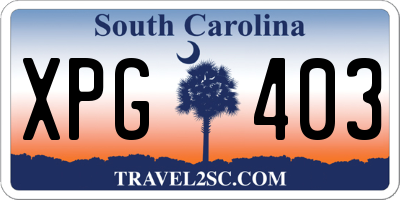 SC license plate XPG403
